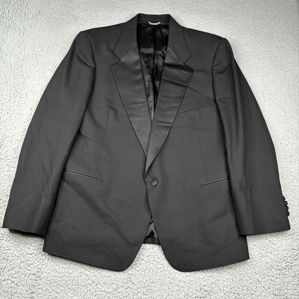 Vintage Christian Dior Monsieur Tuxedo Jacket Men's 46S Black Satin Lapel USA